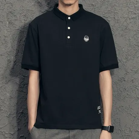 2023新款刺绣polo衫男短袖潮牌男士上衣夏季日系港风潮流翻领t恤图片