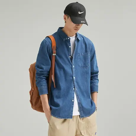 Modi Nick/摩帝尼克复古水洗牛仔衬衫简约时尚休闲帅气上衣男款图片