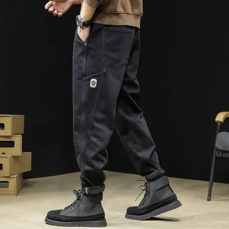 牛仔裤男春秋男弹力宽松小直筒男裤春季2024新款男款黑色大码裤子商品大图