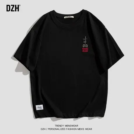 男士刺绣纯棉t恤男ins潮流百搭男装2024新款短袖潮牌半袖体恤上衣商品大图