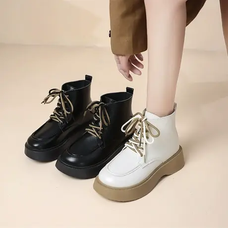 马丁靴女款2024春秋季新款英伦风粗跟短靴厚底靴子中跟学生英伦风图片