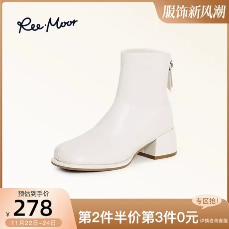 REEMOOR睿慕中跟时装靴女瘦瘦靴2023秋冬新款方跟时尚靴子女ins潮商品大图