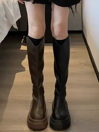 2023年秋季新款长靴女时尚百搭复古秋冬显瘦帅气粗跟炸街骑士靴子商品大图