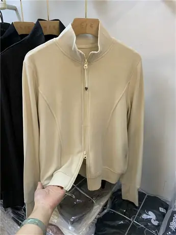 立领长袖休闲卫衣女2023秋季新款韩版小个子开衫显瘦减龄短款上衣商品大图