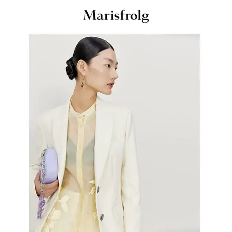 【H版型】玛丝菲尔春季新款米黄色日常休闲通勤西装外套商品大图