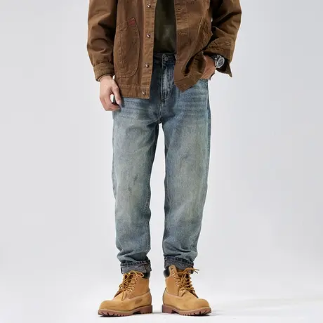 美工复古牛仔裤男宽松直筒休闲潮牌春秋款锥形男士长裤子2023新款商品大图