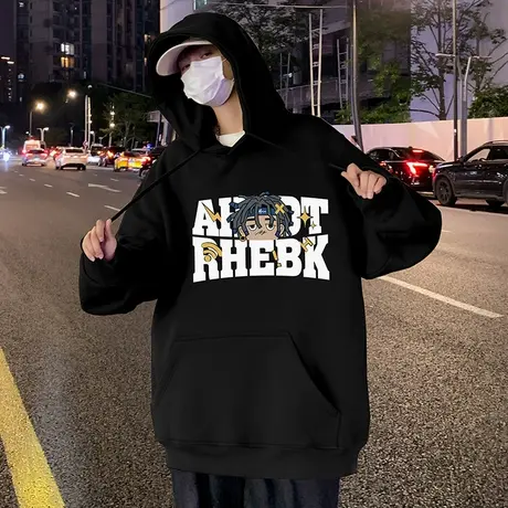 潮牌卫衣男春秋季潮流ins美式卡通印花帽衫宽松港风高街连帽外套商品大图