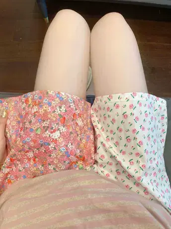 INS韩风甜美碎花睡裤女夏季短裤薄款2023年新款高腰休闲裤家居裤商品大图