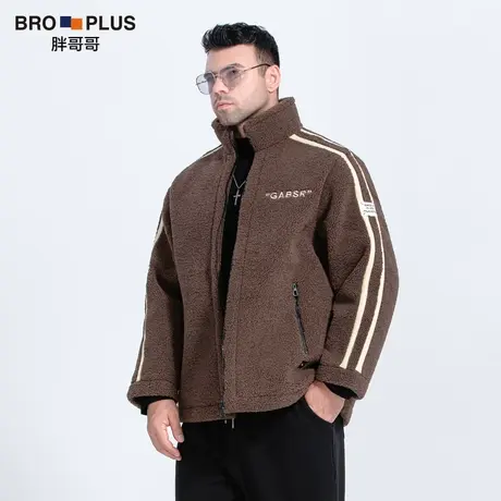 胖哥哥外套男大码加绒厚款上衣宽松休闲加肥加大摇粒绒胖潮男装冬商品大图
