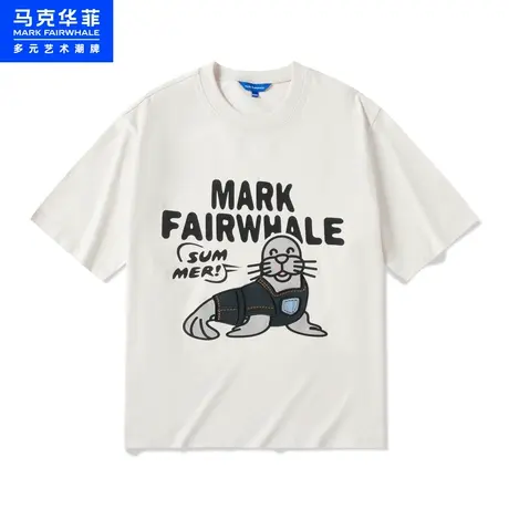 商场同款马克华菲海豹字母印花短袖T恤男23夏季新款时尚休闲上衣商品大图