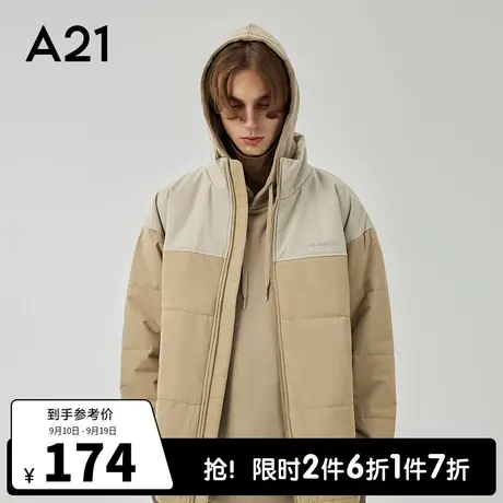 A21outlets秋季男装宽松立领棉衣潮牌印花棉服保暖男女同穿外套商品大图