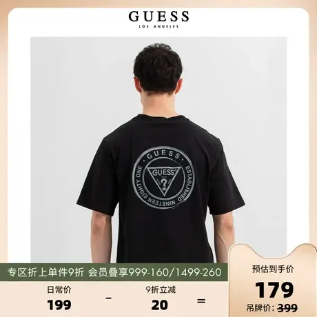 GUESS 情侣装多彩字母设计感宽松遮肉圆领短袖T恤体恤衫上衣商品大图