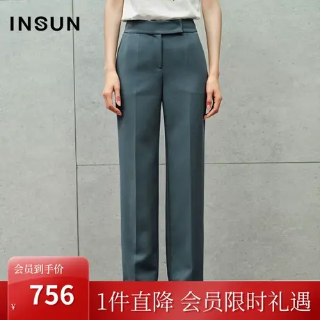 恩裳2023秋季新款简约立体中缝设计抗皱免烫休闲弹力商务感直筒裤商品大图