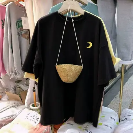 夏季新款小众设计感薄款ins潮宽松上衣服别致甜酷白色短袖T恤女装图片