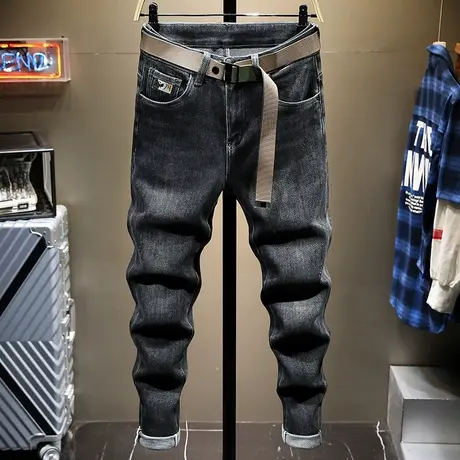 牛仔裤男修身小脚男士潮牌新款宽松高端哈伦裤百搭裤子男韩版潮流商品大图