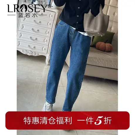 蓝若水大码女装春季新款宽松锥形裤胖mm高腰显瘦休闲百搭牛仔裤图片