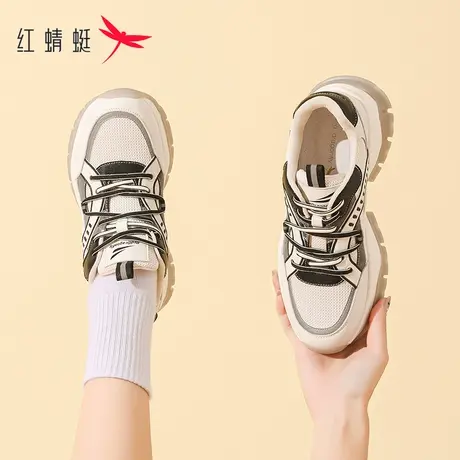 红蜻蜓厚底老爹鞋2023年新款女夏季拼色百搭低帮透气运动休闲鞋女图片