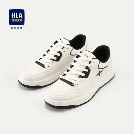 HLA/海澜之家抽绳细带休闲鞋字母印花圆头透气柔软撞色拼接鞋子男商品大图