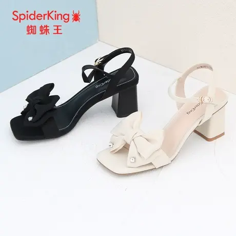 SPIDER KING/蜘蛛王凉鞋女2023夏商场新款仙女风外穿蝴蝶结粗高跟图片