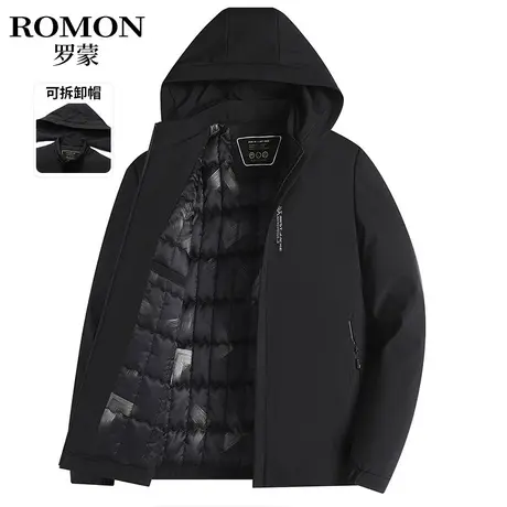 罗蒙冬季棉服男士休闲防寒保暖棉袄中老年爸爸装棉衣可拆卸帽外套图片