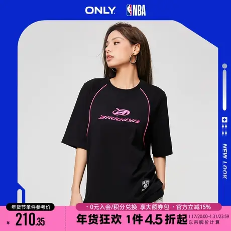 ONLY夏季NBA联名款潮酷字母宽松落肩显瘦圆领短袖T恤女|123201147商品大图