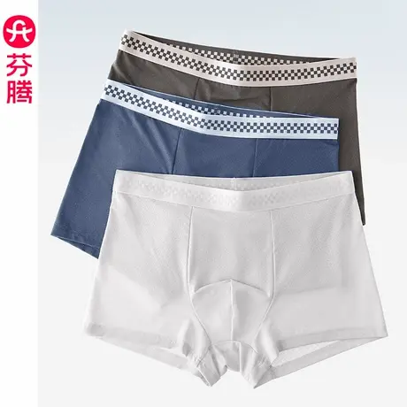 芬腾男士冰丝平角内裤夏季薄款无痕透气10A抗菌裆大码四角短裤头商品大图