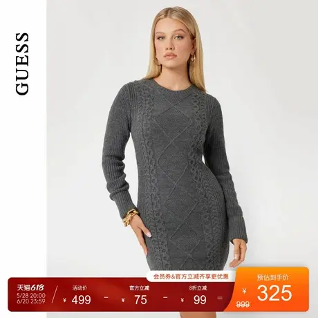 GUESS女士时髦菱形格纹含羊毛连衣裙-W4BK17Z3HW0图片