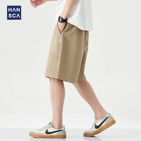 hansca纯棉斜纹休闲短裤男2025夏季日系户外轻薄透气舒适五分裤子图片