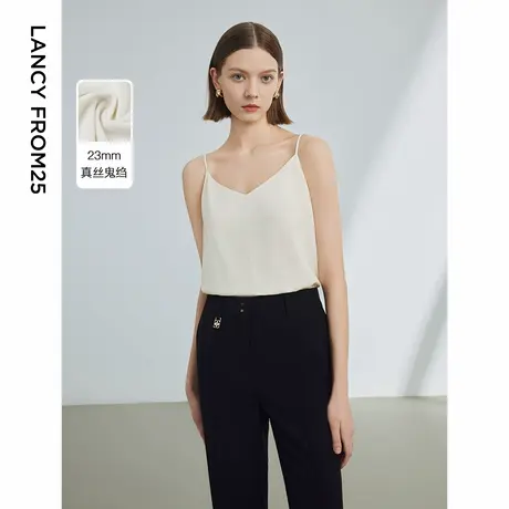 朗姿真丝高级感法式无袖上衣女2024年夏季新款气质设计感背心吊带商品大图