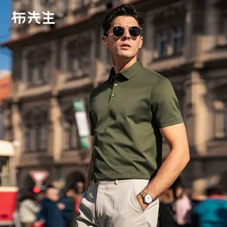 MrBu布先生微弹舒适纯色翻领t恤男2025春夏三粒扣短袖上衣AT16068商品大图