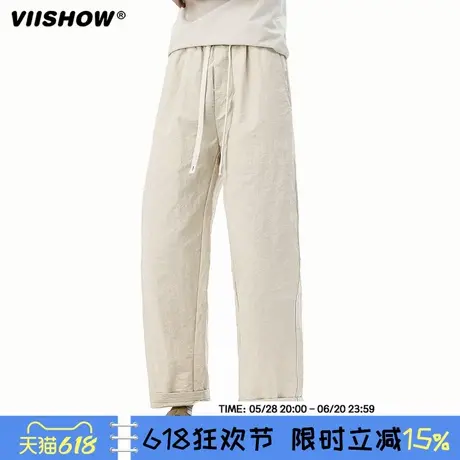 VIISHOW宽松休闲裤子男2025年夏季新款时尚简约抽绳直筒潮牌长款商品大图