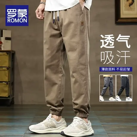 罗蒙休闲裤男士春夏季2025新款宽松束脚男裤潮牌运动工装长裤子男商品大图