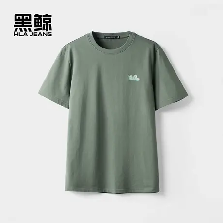 海澜之家旗下黑鲸小印花短袖T恤男2025年夏季新品短t男舒适合体商品大图