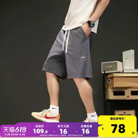 唐狮2025夏季新款男士休闲短裤抽绳五分裤宽松运动直筒裤子小细节商品大图