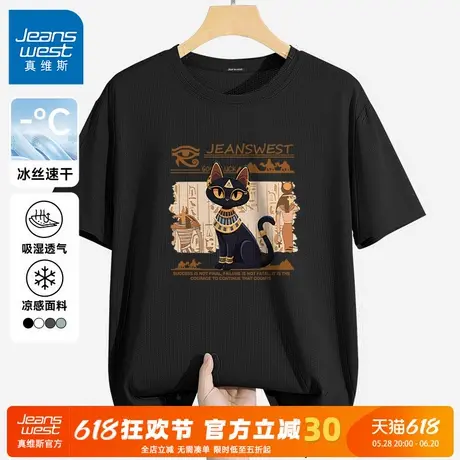 GV真维斯美式运动冰丝t恤男短袖夏季凉感网眼透气半袖健身速干衣C商品大图