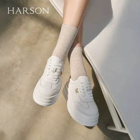 哈森/HARSON【悦动活力】25秋新款松糕厚底小白鞋运动休闲板鞋商品大图