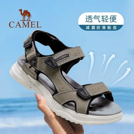 【非卖品】男鞋2021夏季新款真皮透气男士沙滩鞋软底运动潮流休闲商品大图