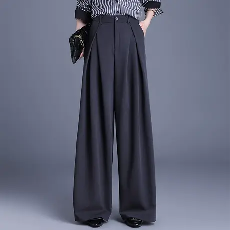 阔腿裤女大脚裤2025春秋新款bf慵懒风宽松显瘦垂感直筒拖地长裤子商品大图