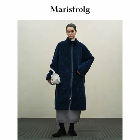 Marisfrolg玛丝菲尔2025冬新款直身宽松廓形双面穿保暖羊羔毛大衣商品大图