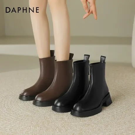 达芙妮厚底棕色靴子女2025新款秋冬季长筒靴加绒雪地靴棉鞋短靴女图片