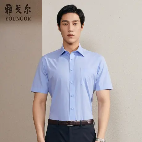 【棉涤混纺】V系雅戈尔衬衫夏季舒适易打理商务DP免烫短袖衬衫男商品大图