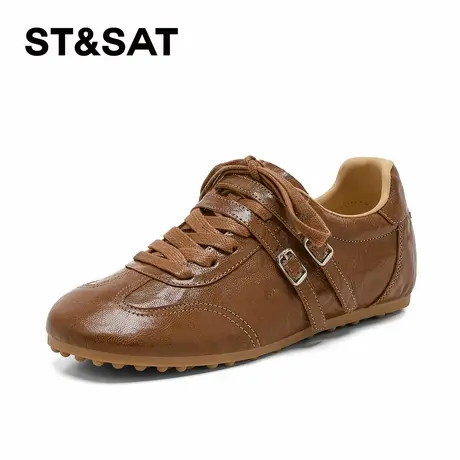 星期六棕色德训鞋女2026年春季新款双扣带软底舒适运动鞋休闲板鞋商品大图