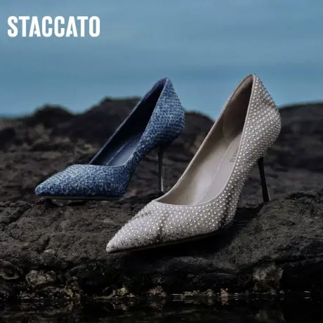 思加图新款星河步调温柔仙女鞋法式单鞋高跟鞋女ED721CQ3商品大图