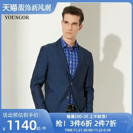 雅戈尔西服秋季新款男士商务休闲修身藏青双粒单排扣西装外套2048商品大图