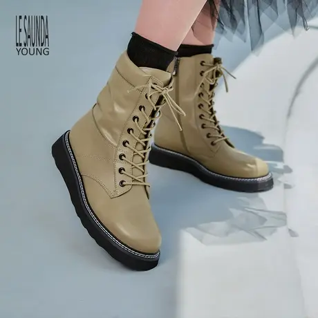【闪降】莱尔斯丹秋冬Y系列时尚型格圆头拉链马丁靴短靴女2T39801图片
