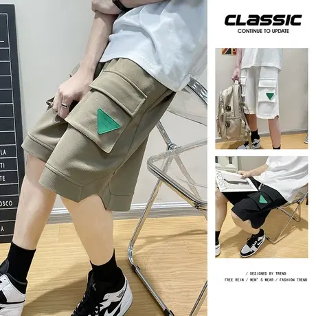 潮流休闲工装短裤男夏季薄款美式vibe风宽松五分裤直筒运动中裤子商品大图
