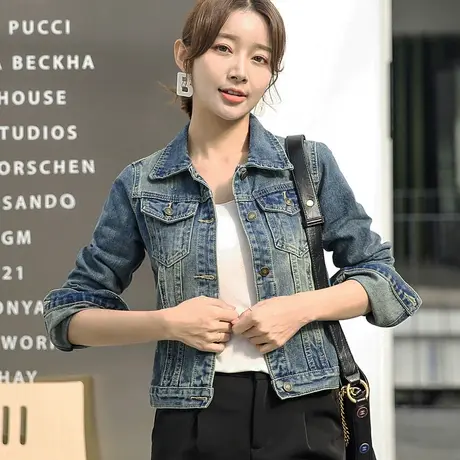 牛仔外套女春秋短款韩版修身显瘦学生长袖新款牛仔服大码上衣30-2商品大图