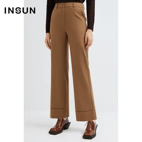 INSUN恩裳线上专选冬季明线抗皱阔腿美拉德休闲裤图片
