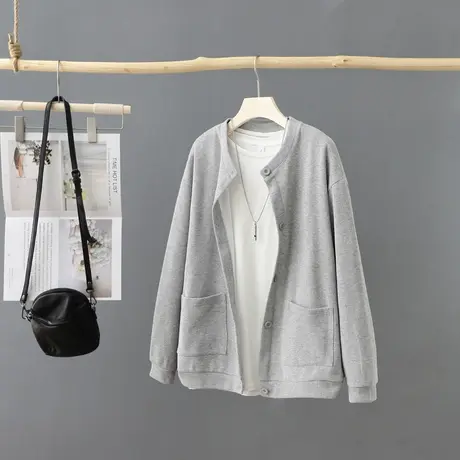 韩版立领长袖开衫短外套女春季新款休闲运动服上衣棒球服女装图片