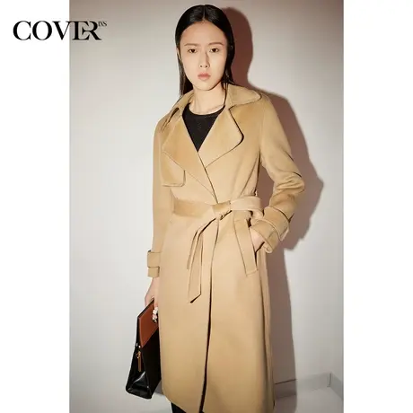 COVER冬季风衣款双面呢纯羊毛毛呢外套图片